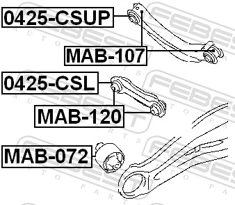 MAB120 Febest Сайлентблок тяги поперечної, задньої підвіски