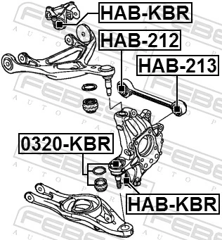 HAB213 Febest Сайлентблок тяги поперечної, задньої підвіски