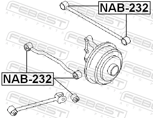 NAB232 Febest Сайлентблок заднього поперечного важеля