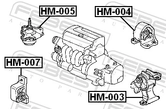 HM004 Febest Задня подушка двигуна