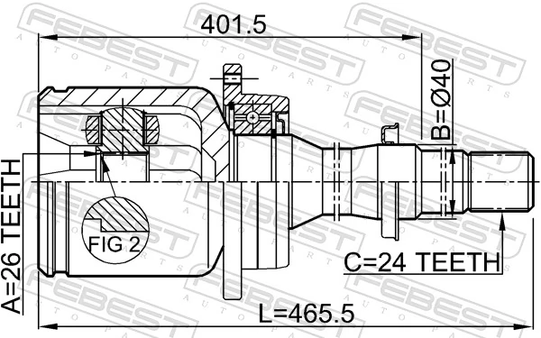 0111AZT250RH Febest ШРКШ внутрішній, передній, правий
