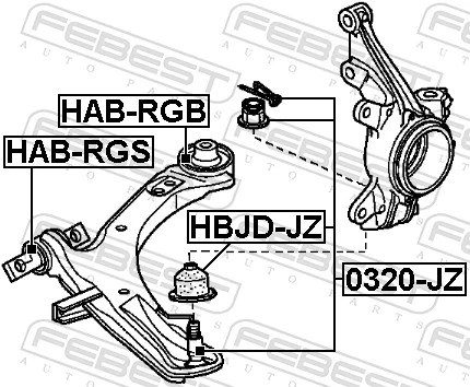 HABRGB Febest Сайлентблок переднього нижнього важеля