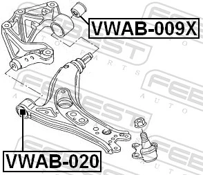 VWAB020 Febest Сайлентблок переднього нижнього важеля