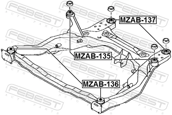 MZAB136 Febest Подушка передньої балки