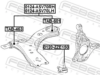 0124ASV70RH Febest Важіль передньої підвіски нижній, правий