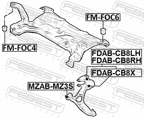 FDABCB8X Febest Сайлентблок переднього нижнього важеля