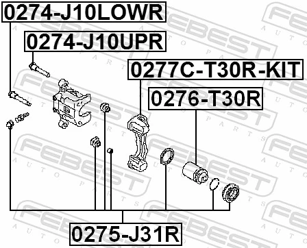 0274J10LOWR Febest Напрямна супорта заднього, верхня