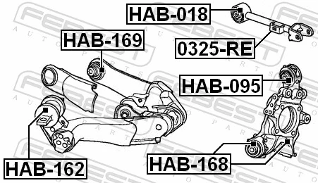 HAB095 Febest Сайлентблок заднього поперечного важеля, внутрішній
