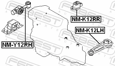 NMY12RH Febest Подушка (опора) двигуна, права задня