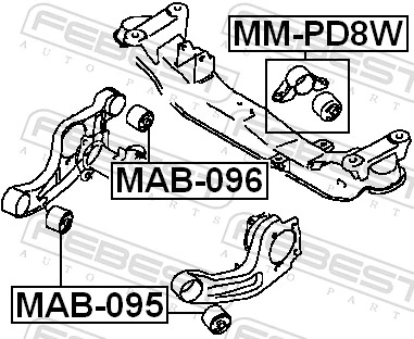 MMPD8W Febest Сайлентблок (подушка) редуктора заднього моста, задній