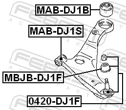MABDJ1S Febest Сайлентблок переднього нижнього важеля