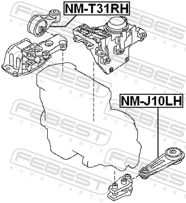 NMT31RH Febest Подушка (опора) двигуна, права верхня