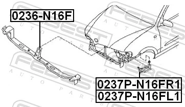 0236N16F Febest Кронштейн бампера переднього, центральний