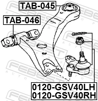 0120GSV40RH Febest Кульова опора, нижня, права