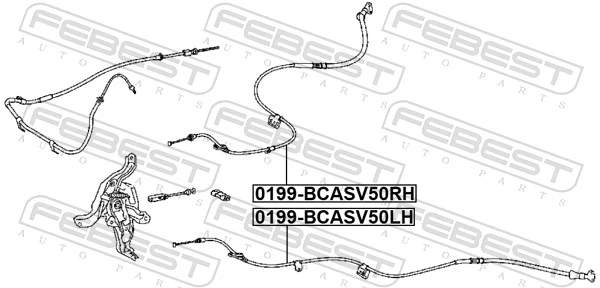 0199BCASV50RH Febest Трос ручного гальма задній, правий/лівий