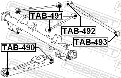 TAB491 Febest Сайлентблок заднього поздовжнього верхнього важеля