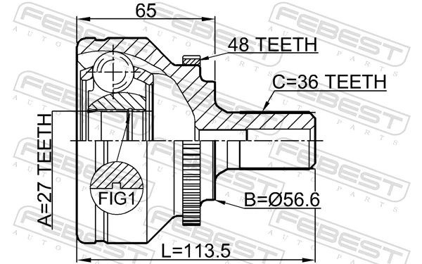 2710V70A48 Febest Граната зовнішня