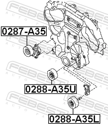 0287A35 Febest Ролик натяжителя ременя агрегатів