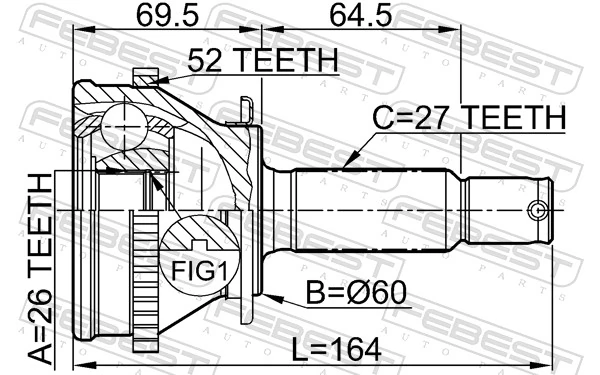 1210SFA52 Febest Граната зовнішня