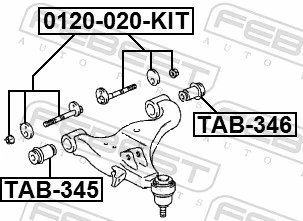 0129020KIT Febest Болт переднього важеля, нижнього