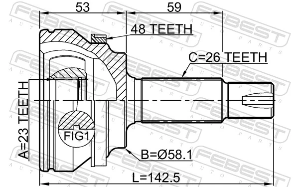 3510EC7A48 Febest Граната зовнішня
