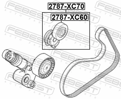 2790XC70 Febest Натяжна планка поліклинового ременя