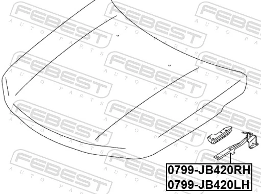0799JB420RH Febest Завіс капота, правий