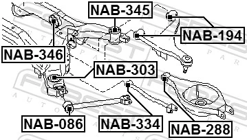 NAB346 Febest Сайлентблок балки моста
