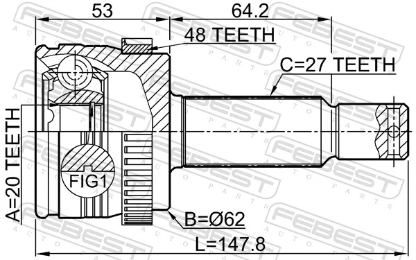 1210IX35A48R Febest Граната зовнішня задня