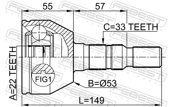 1810ZAF Febest Граната зовнішня