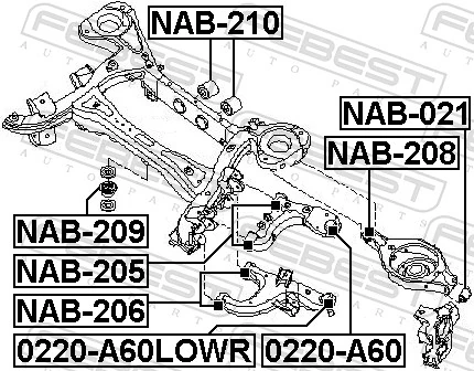 NAB206 Febest Сайлентблок задньої тяги