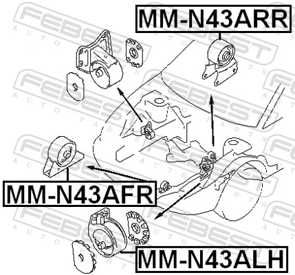 MMN43ARR Febest Подушка (опора) двигуна, ліва задня