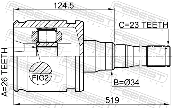 0111MCX20RH Febest ШРКШ внутрішній, передній, правий