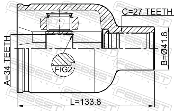 1811A22DMRH Febest ШРКШ внутрішній, передній, правий