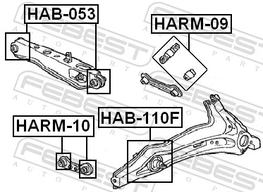 HAB110F Febest Сайлентблоки поздовжніх важелів передньої підвіски