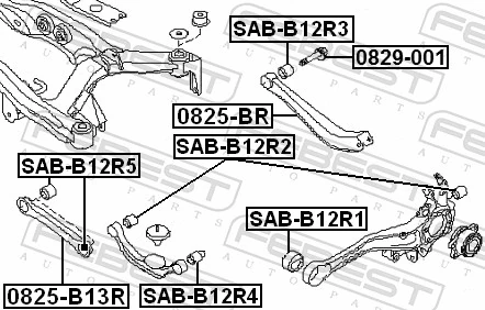 SABB12R3 Febest Сайлентблок заднього поперечного важеля, внутрішній