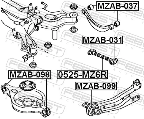 0525MZ6R Febest Поперечна тяга задньої підвіски
