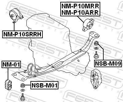 NMP10SRRH Febest Права подушка мотора