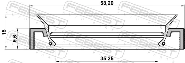 95HAY37581015C Febest Сальник півосі переднього моста, правої