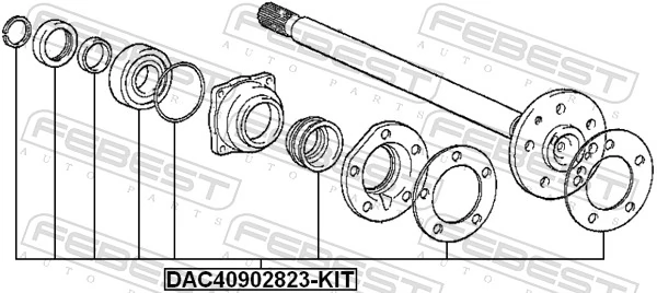 DAC40902823KIT Febest Підшипник півосі заднього моста