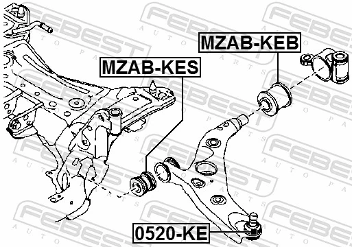 MZABKES Febest Сайлентблок переднього нижнього важеля