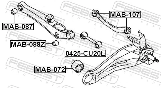 MAB088Z Febest Сайлентблок заднього поперечного важеля, зовнішній