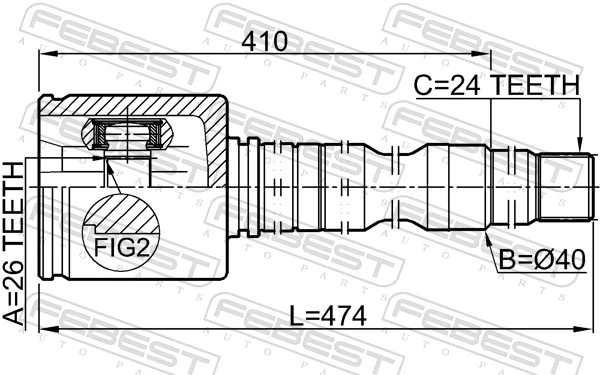 0111ACV40RH Febest ШРКШ внутрішній, передній, правий