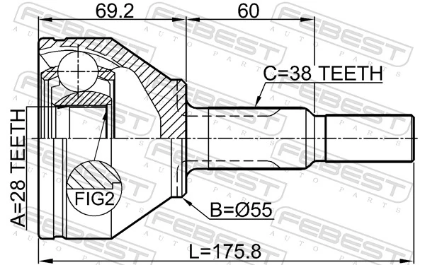 2110EXPL Febest Граната зовнішня
