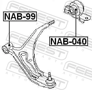 NAB040 Febest Сайлентблок переднього нижнього важеля