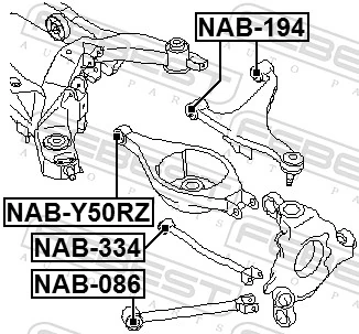 NAB334 Febest Сайлентблок тяги поперечної, задньої підвіски