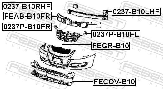 0237B10LHF Febest Кронштейн підсилювача переднього бампера