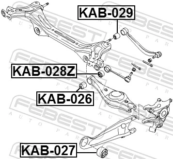 KAB027 Febest Сайлентблок заднього поздовжнього важеля, передній