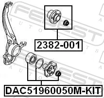 DAC51960050MKIT Febest Підшипник маточини передньої/задньої