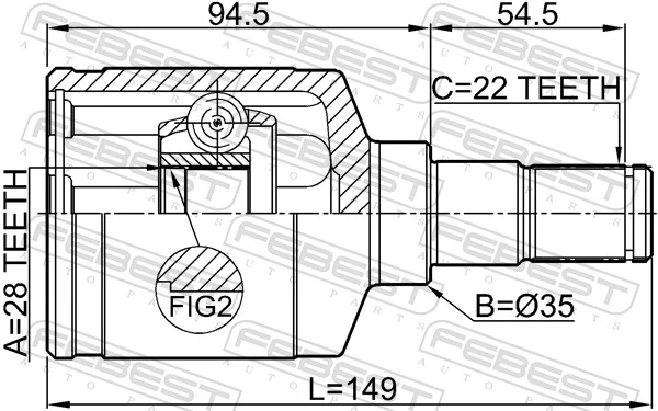 0711RS413LH Febest ШРКШ внутрішній, передній, лівий